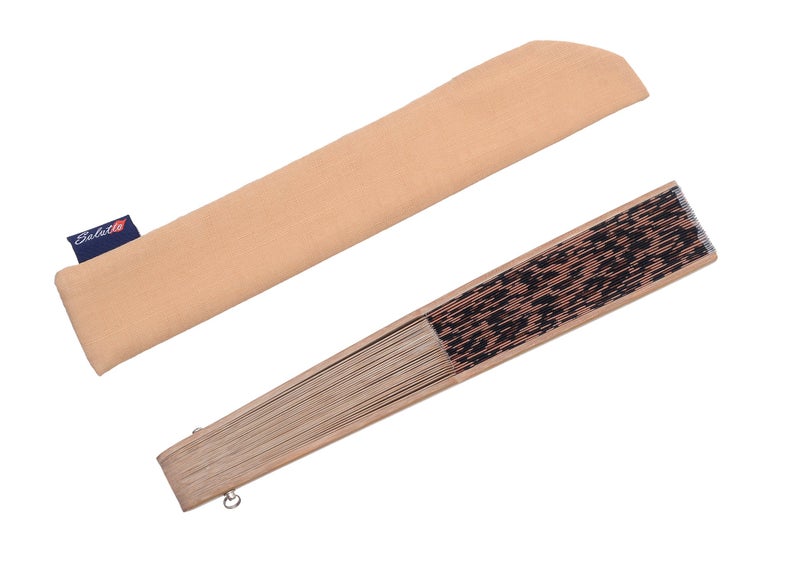 Salutto Hand Fan Bamboo Leopard Printed Folding Fan Cotton For Party Wedding Gift with Fan Cover - Image 3